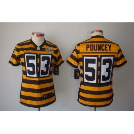 Women Nike NFL Pittsburgh Steelers #53 Maurkice Pouncey Yellow-Black 80th Throwback Limited Jerseys Women Nike NFL Pittsburgh Steelers #53 Maurkice Pouncey Yellow-Black 80th Throwback Limited Jerseys