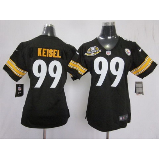 Women Nike Pittsburgh Steelers 99# Brett Keisel Black Jersey W 80th Pa-tch Women Nike Pittsburgh Steelers 99# Brett Keisel Black Jersey W 80th Pa-tch