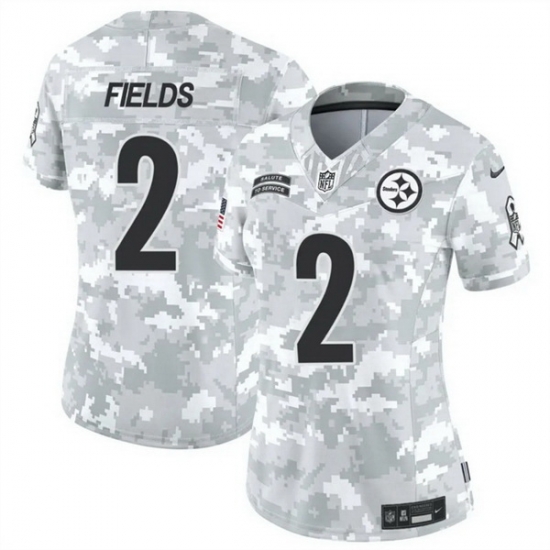 Women Pittsburgh Steelers 2 Justin Fields 2024 F U S E Arctic Camo Salute To Service Limited Stitched Football Jersey Women Pittsburgh Steelers 2 Justin Fields 2024 F U S E Arctic Camo Salute To Service Limited Stitched Football Jersey