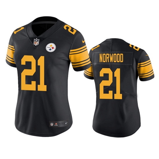 Women Pittsburgh Steelers 21 Tre Norwood Black Color Rush Limited Stitched Jersey Women Pittsburgh Steelers 21 Tre Norwood Black Color Rush Limited Stitched Jersey