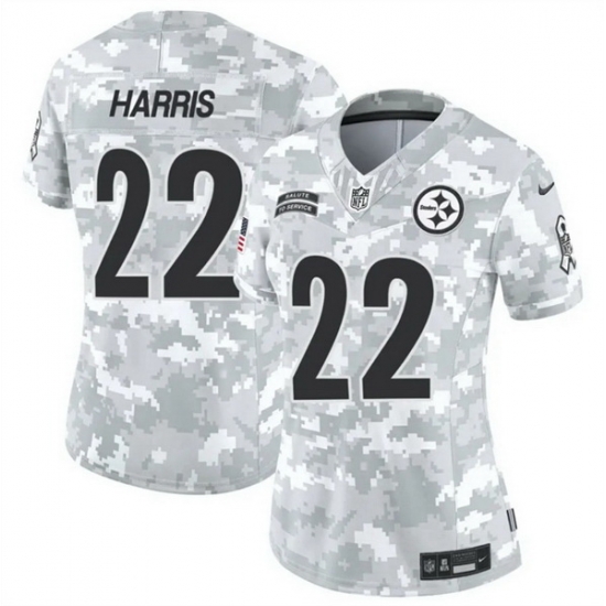 Women Pittsburgh Steelers 22 Najee Harris 2024 F U S E Arctic Camo Salute To Service Limited Stitched Football Jersey Women Pittsburgh Steelers 22 Najee Harris 2024 F U S E Arctic Camo Salute To Service Limited Stitched Football Jersey