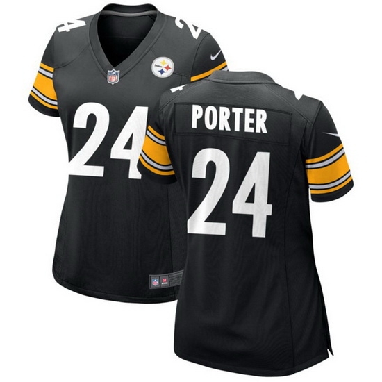 Women Pittsburgh Steelers 24 Joey Porter Jr Black Stitched Game Jersey Women Pittsburgh Steelers 24 Joey Porter Jr Black Stitched Game Jersey