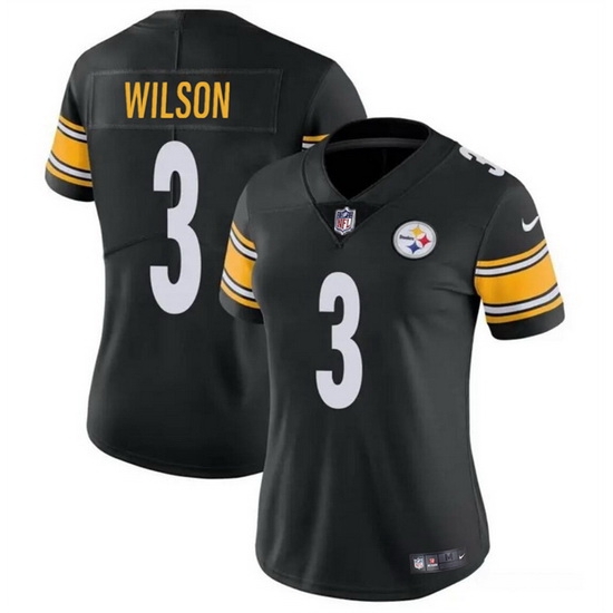 Women Pittsburgh Steelers 3 Russell Wilson Black Vapor Stitched Football Jersey Women Pittsburgh Steelers 3 Russell Wilson Black Vapor Stitched Football Jersey