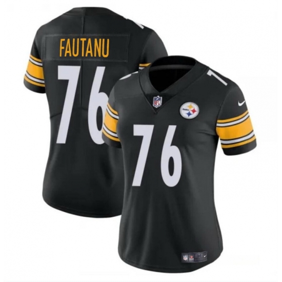 Women Pittsburgh Steelers 76 Troy Fautanu 2024 Draft Black Vapor Stitched Football Jersey Women Pittsburgh Steelers 76 Troy Fautanu 2024 Draft Black Vapor Stitched Football Jersey