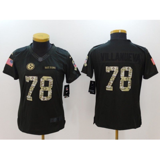 Women Pittsburgh Steelers 78 Alejandro Villanueva Green Nike Salute to Service Limited NFL Jersey Women Pittsburgh Steelers 78 Alejandro Villanueva Green Nike Salute to Service Limited NFL Jersey