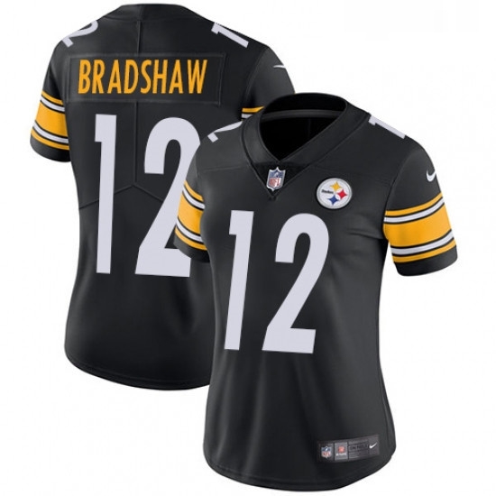 Womens Nike Pittsburgh Steelers 12 Terry Bradshaw Black Team Color Vapor Untouchable Limited Player NFL Jersey Womens Nike Pittsburgh Steelers 12 Terry Bradshaw Black Team Color Vapor Untouchable Limited Player NFL Jersey