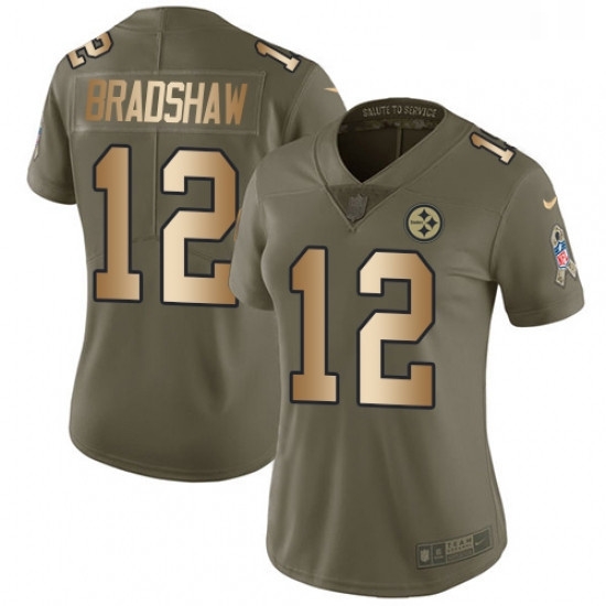Womens Nike Pittsburgh Steelers 12 Terry Bradshaw Limited OliveGold 2017 Salute to Service NFL Jersey Womens Nike Pittsburgh Steelers 12 Terry Bradshaw Limited OliveGold 2017 Salute to Service NFL Jersey