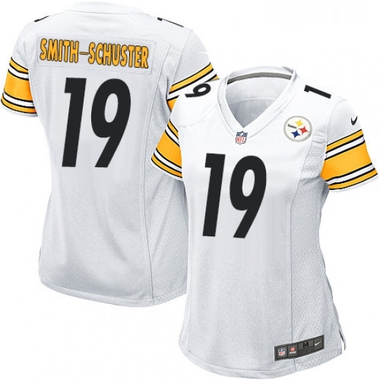 Womens Nike Pittsburgh Steelers 19 JuJu Smith Schuster Game White NFL Jersey Womens Nike Pittsburgh Steelers 19 JuJu Smith Schuster Game White NFL Jersey