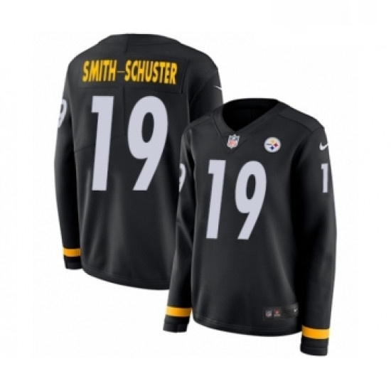 Womens Nike Pittsburgh Steelers 19 JuJu Smith Schuster Limited Black Therma Long Sleeve NFL Jersey Womens Nike Pittsburgh Steelers 19 JuJu Smith Schuster Limited Black Therma Long Sleeve NFL Jersey