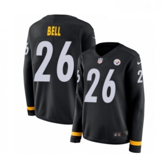 Womens Nike Pittsburgh Steelers 26 LeVeon Bell Limited Black Therma Long Sleeve NFL Jerse Womens Nike Pittsburgh Steelers 26 LeVeon Bell Limited Black Therma Long Sleeve NFL Jerse