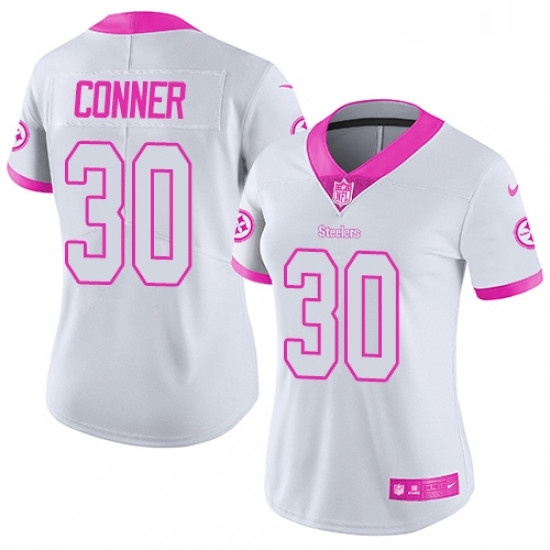 Womens Nike Pittsburgh Steelers 30 James Conner Limited WhitePink Rush Fashion NFL Jersey Womens Nike Pittsburgh Steelers 30 James Conner Limited WhitePink Rush Fashion NFL Jersey