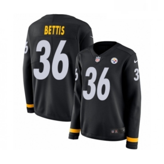 Womens Nike Pittsburgh Steelers 36 Jerome Bettis Limited Black Therma Long Sleeve NFL Jersey Womens Nike Pittsburgh Steelers 36 Jerome Bettis Limited Black Therma Long Sleeve NFL Jersey