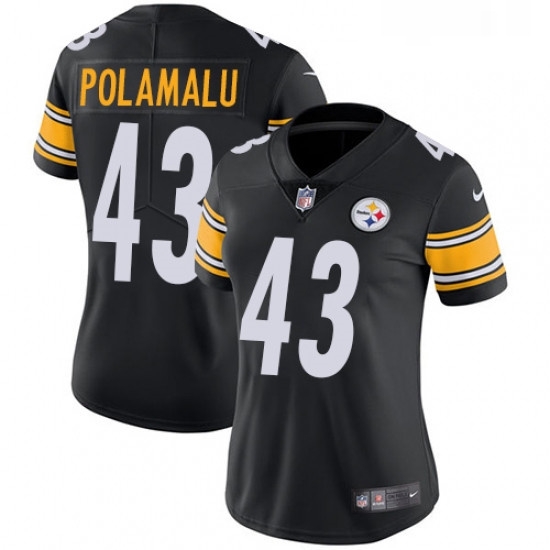 Womens Nike Pittsburgh Steelers 43 Troy Polamalu Black Team Color Vapor Untouchable Limited Player NFL Jersey Womens Nike Pittsburgh Steelers 43 Troy Polamalu Black Team Color Vapor Untouchable Limited Player NFL Jersey