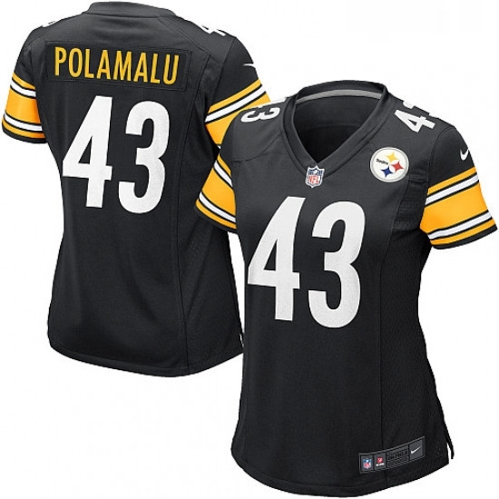 Womens Nike Pittsburgh Steelers 43 Troy Polamalu Game Black Team Color NFL Jersey Womens Nike Pittsburgh Steelers 43 Troy Polamalu Game Black Team Color NFL Jersey