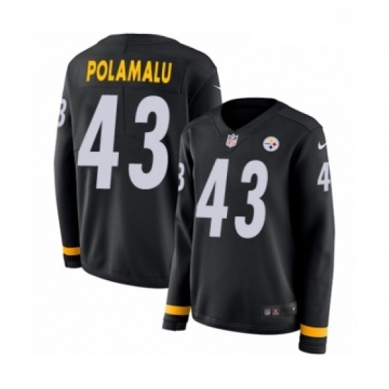 Womens Nike Pittsburgh Steelers 43 Troy Polamalu Limited Black Therma Long Sleeve NFL Jersey Womens Nike Pittsburgh Steelers 43 Troy Polamalu Limited Black Therma Long Sleeve NFL Jersey
