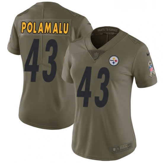 Womens Nike Pittsburgh Steelers 43 Troy Polamalu Limited Olive 2017 Salute to Service NFL Jersey Womens Nike Pittsburgh Steelers 43 Troy Polamalu Limited Olive 2017 Salute to Service NFL Jersey