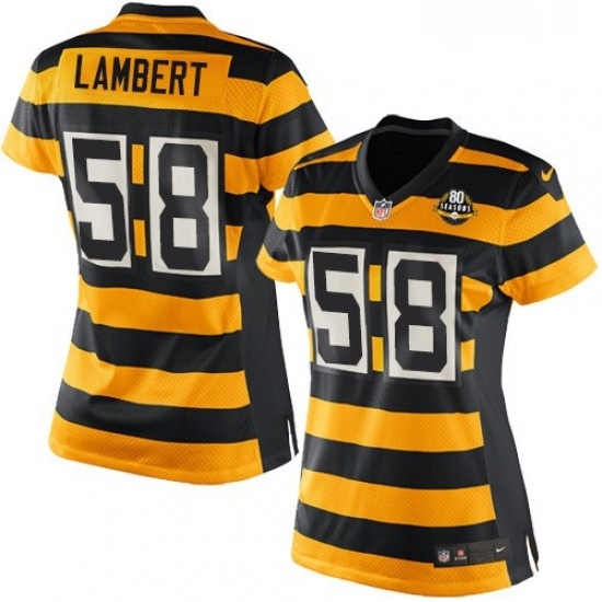 Womens Nike Pittsburgh Steelers 58 Jack Lambert Game YellowBlack Alternate 80TH Anniversary Throwback NFL Jersey Womens Nike Pittsburgh Steelers 58 Jack Lambert Game YellowBlack Alternate 80TH Anniversary Throwback NFL Jersey