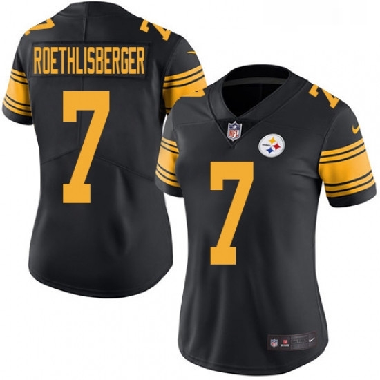 Womens Nike Pittsburgh Steelers 7 Ben Roethlisberger Elite Black Rush Vapor Untouchable NFL Jersey Womens Nike Pittsburgh Steelers 7 Ben Roethlisberger Elite Black Rush Vapor Untouchable NFL Jersey