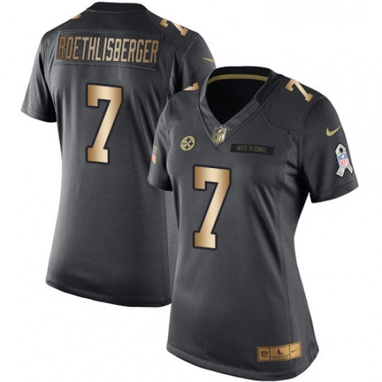 Womens Nike Pittsburgh Steelers 7 Ben Roethlisberger Limited BlackGold Salute to Service NFL Jersey Womens Nike Pittsburgh Steelers 7 Ben Roethlisberger Limited BlackGold Salute to Service NFL Jersey