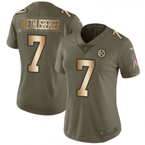 Womens Nike Pittsburgh Steelers 7 Ben Roethlisberger Limited OliveGold 2017 Salute to Service NFL Jersey Womens Nike Pittsburgh Steelers 7 Ben Roethlisberger Limited OliveGold 2017 Salute to Service NFL Jersey