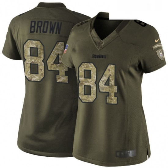 Womens Nike Pittsburgh Steelers 84 Antonio Brown Elite Green Salute to Service NFL Jersey Womens Nike Pittsburgh Steelers 84 Antonio Brown Elite Green Salute to Service NFL Jersey