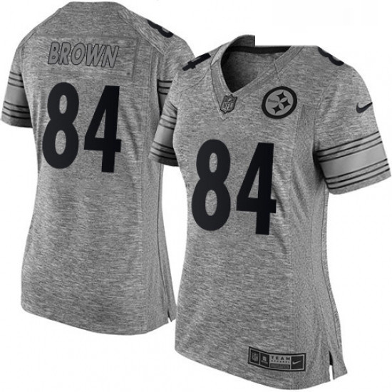 Womens Nike Pittsburgh Steelers 84 Antonio Brown Limited Gray Gridiron NFL Jersey Womens Nike Pittsburgh Steelers 84 Antonio Brown Limited Gray Gridiron NFL Jersey