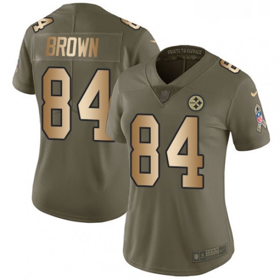 Womens Nike Pittsburgh Steelers 84 Antonio Brown Limited OliveGold 2017 Salute to Service NFL Jersey Womens Nike Pittsburgh Steelers 84 Antonio Brown Limited OliveGold 2017 Salute to Service NFL Jersey