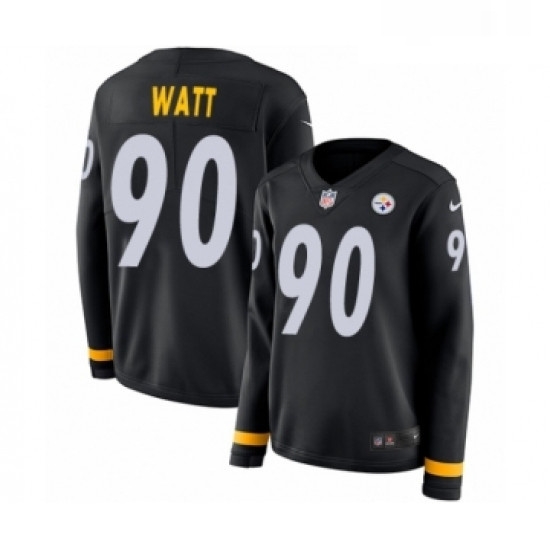 Womens Nike Pittsburgh Steelers 90 T J Watt Limited Black Therma Long Sleeve NFL Jersey Womens Nike Pittsburgh Steelers 90 T J Watt Limited Black Therma Long Sleeve NFL Jersey