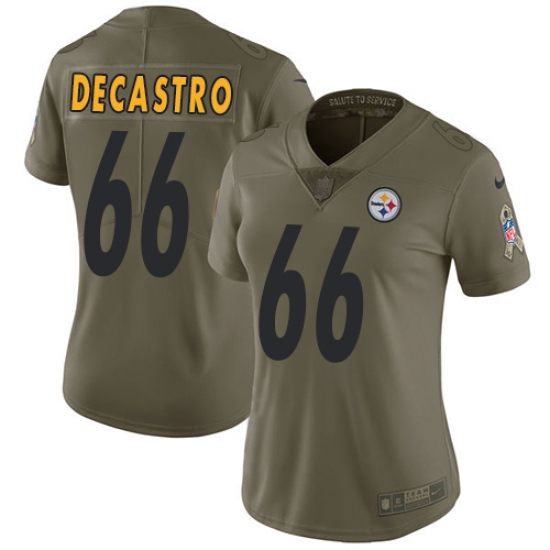 Womens Nike Steelers #66 David DeCastro Olive Stitched NFL Limited 2017 Salute to Service Jersey Womens Nike Steelers #66 David DeCastro Olive Stitched NFL Limited 2017 Salute to Service Jersey