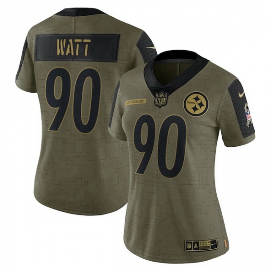 Women's Pittsburgh Steelers T.J. Watt Nike Olive 2021 Salute To Service Limited Player Jersey Women's Pittsburgh Steelers T.J. Watt Nike Olive 2021 Salute To Service Limited Player Jersey