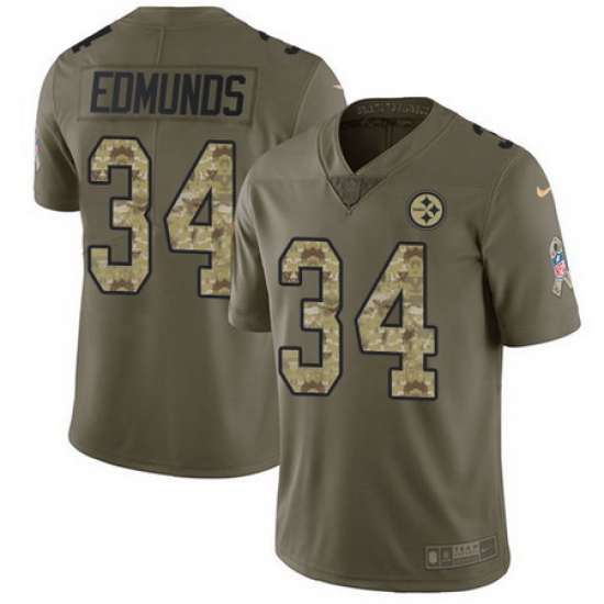 Nike Steelers #34 Terrell Edmunds Olive Camo Youth Stitched NFL Limited 2017 Salute to Service Jersey Nike Steelers #34 Terrell Edmunds Olive Camo Youth Stitched NFL Limited 2017 Salute to Service Jersey