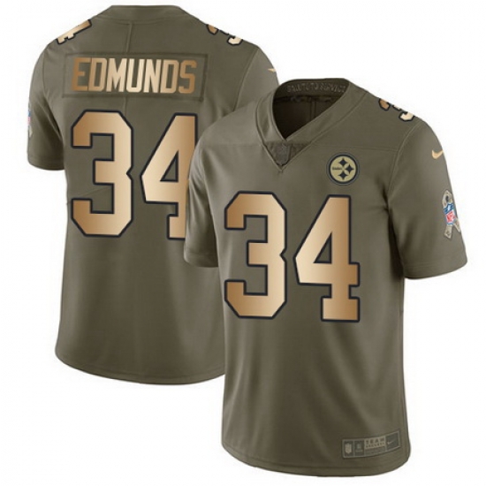 Nike Steelers #34 Terrell Edmunds Olive Gold Youth Stitched NFL Limited 2017 Salute to Service Jersey Nike Steelers #34 Terrell Edmunds Olive Gold Youth Stitched NFL Limited 2017 Salute to Service Jersey