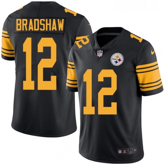 Youth Nike Pittsburgh Steelers 12 Terry Bradshaw Elite Black Rush Vapor Untouchable NFL Jersey Youth Nike Pittsburgh Steelers 12 Terry Bradshaw Elite Black Rush Vapor Untouchable NFL Jersey
