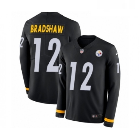 Youth Nike Pittsburgh Steelers 12 Terry Bradshaw Limited Black Therma Long Sleeve NFL Jersey Youth Nike Pittsburgh Steelers 12 Terry Bradshaw Limited Black Therma Long Sleeve NFL Jersey