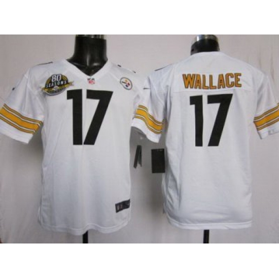 Youth Nike Pittsburgh Steelers #17 Mike Wallace White NFL Jersey W 80TH Pa-tch Youth Nike Pittsburgh Steelers #17 Mike Wallace White NFL Jersey W 80TH Pa-tch