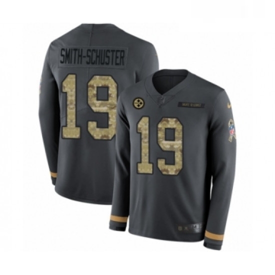 Youth Nike Pittsburgh Steelers 19 JuJu Smith Schuster Limited Black Salute to Service Therma Long Sleeve NFL Jersey Youth Nike Pittsburgh Steelers 19 JuJu Smith Schuster Limited Black Salute to Service Therma Long Sleeve NFL Jersey