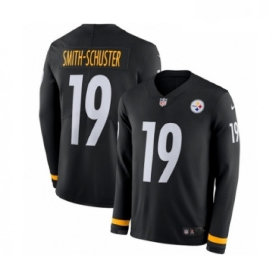 Youth Nike Pittsburgh Steelers 19 JuJu Smith Schuster Limited Black Therma Long Sleeve NFL Jersey Youth Nike Pittsburgh Steelers 19 JuJu Smith Schuster Limited Black Therma Long Sleeve NFL Jersey