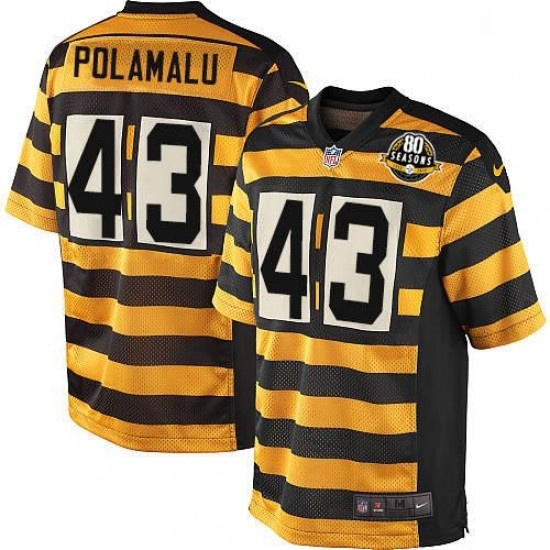 Youth Nike Pittsburgh Steelers 43 Troy Polamalu Elite YellowBlack Alternate 80TH Anniversary Throwback NFL Jersey Youth Nike Pittsburgh Steelers 43 Troy Polamalu Elite YellowBlack Alternate 80TH Anniversary Throwback NFL Jersey