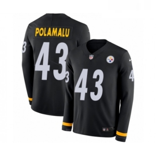 Youth Nike Pittsburgh Steelers 43 Troy Polamalu Limited Black Therma Long Sleeve NFL Jersey Youth Nike Pittsburgh Steelers 43 Troy Polamalu Limited Black Therma Long Sleeve NFL Jersey