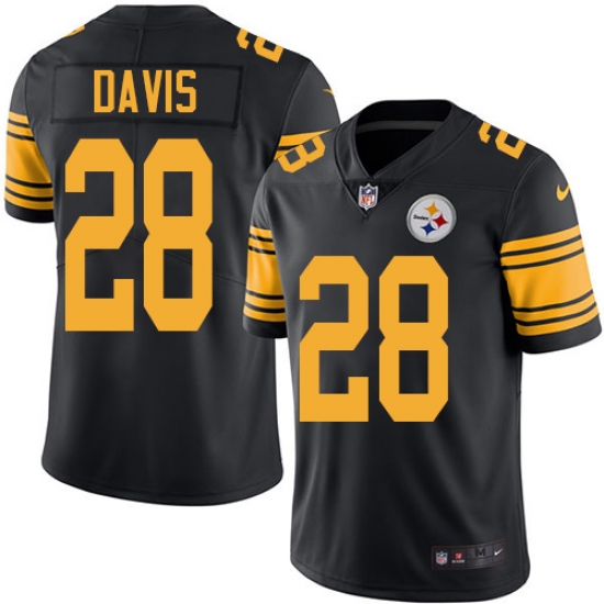Youth Nike Steelers #28 Sean Davis Black Stitched NFL Limited Rush Jersey Youth Nike Steelers #28 Sean Davis Black Stitched NFL Limited Rush Jersey