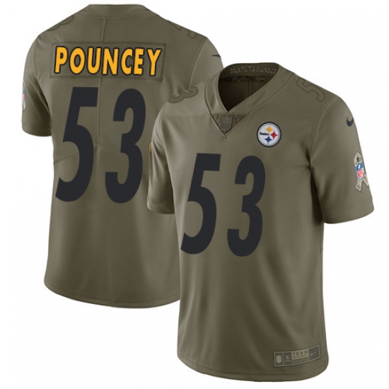 Youth Nike Steelers #53 Maurkice Pouncey Olive Stitched NFL Limited 2017 Salute to Service Jersey Youth Nike Steelers #53 Maurkice Pouncey Olive Stitched NFL Limited 2017 Salute to Service Jersey