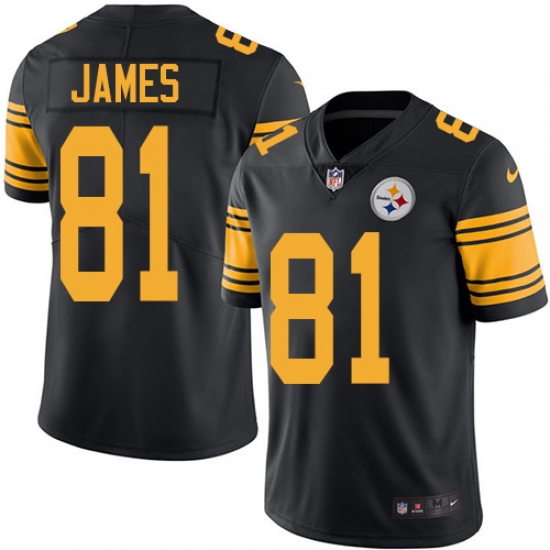 Youth Nike Steelers #81 Jesse James Black Stitched NFL Limited Rush Jersey Youth Nike Steelers #81 Jesse James Black Stitched NFL Limited Rush Jersey