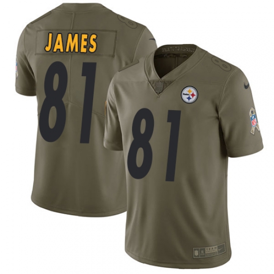 Youth Nike Steelers #81 Jesse James Olive Stitched NFL Limited 2017 Salute to Service Jersey Youth Nike Steelers #81 Jesse James Olive Stitched NFL Limited 2017 Salute to Service Jersey