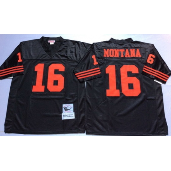 49ers 16 Joe Montana Black Throwback Jersey 49ers 16 Joe Montana Black Throwback Jersey