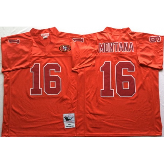 49ers 16 Joe Montana Red Throwback Jersey 49ers 16 Joe Montana Red Throwback Jersey