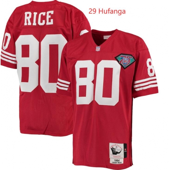 Men 49ers #29 Hufanga M&N Red Throwback Stitched Jersey Men 49ers #29 Hufanga M&N Red Throwback Stitched Jersey