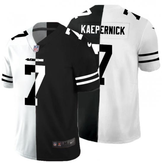 Men 49ers 7 Colin Kaepernick Black and White Splite Fashion Vapor Limited Jersey Men 49ers 7 Colin Kaepernick Black and White Splite Fashion Vapor Limited Jersey
