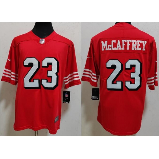 Men NFL San Francisco 49ers #23 Christian McCaffrey Red Stitched Vapor Limited Jersey Men NFL San Francisco 49ers #23 Christian McCaffrey Red Stitched Vapor Limited Jersey