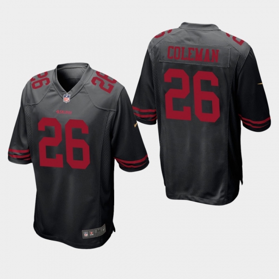 Men Nike 49ers #26 Tevin Coleman Black Game Jersey Men Nike 49ers #26 Tevin Coleman Black Game Jersey