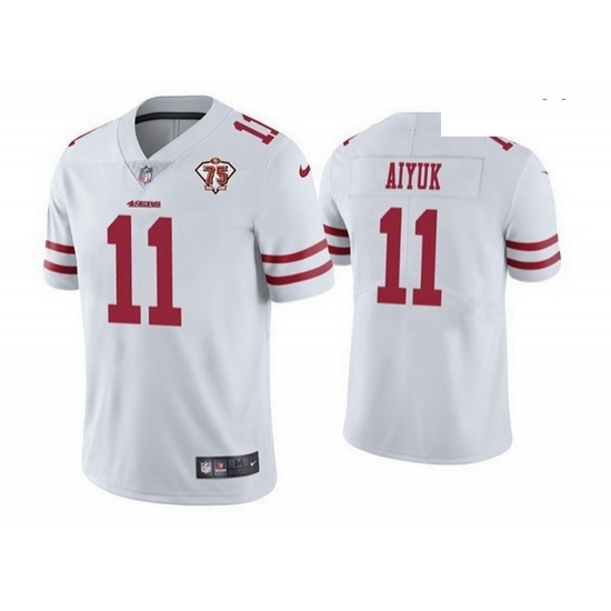 Men Nike San Francisco 49ers 11 Brandon Aiyuk White 75th Anniversary Vapor Untouchable Limited Jersey Men Nike San Francisco 49ers 11 Brandon Aiyuk White 75th Anniversary Vapor Untouchable Limited Jersey